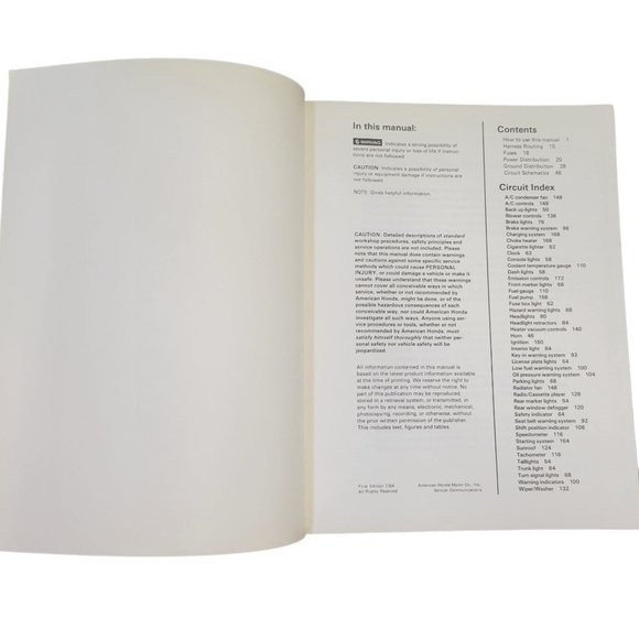 1984 Honda Prelude Electrical Troubleshooting Service Manual - Picture 7 of 12